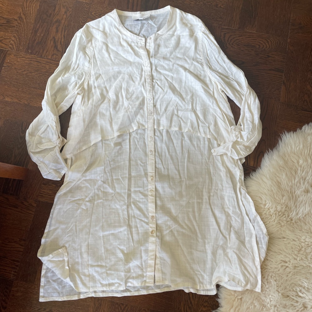 Gorgeous linen blend Fate by LFT button front tunic top split side lagenlook